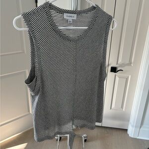 Evereve Large Black and White Striped Tank with Cute Tie at Bottom.